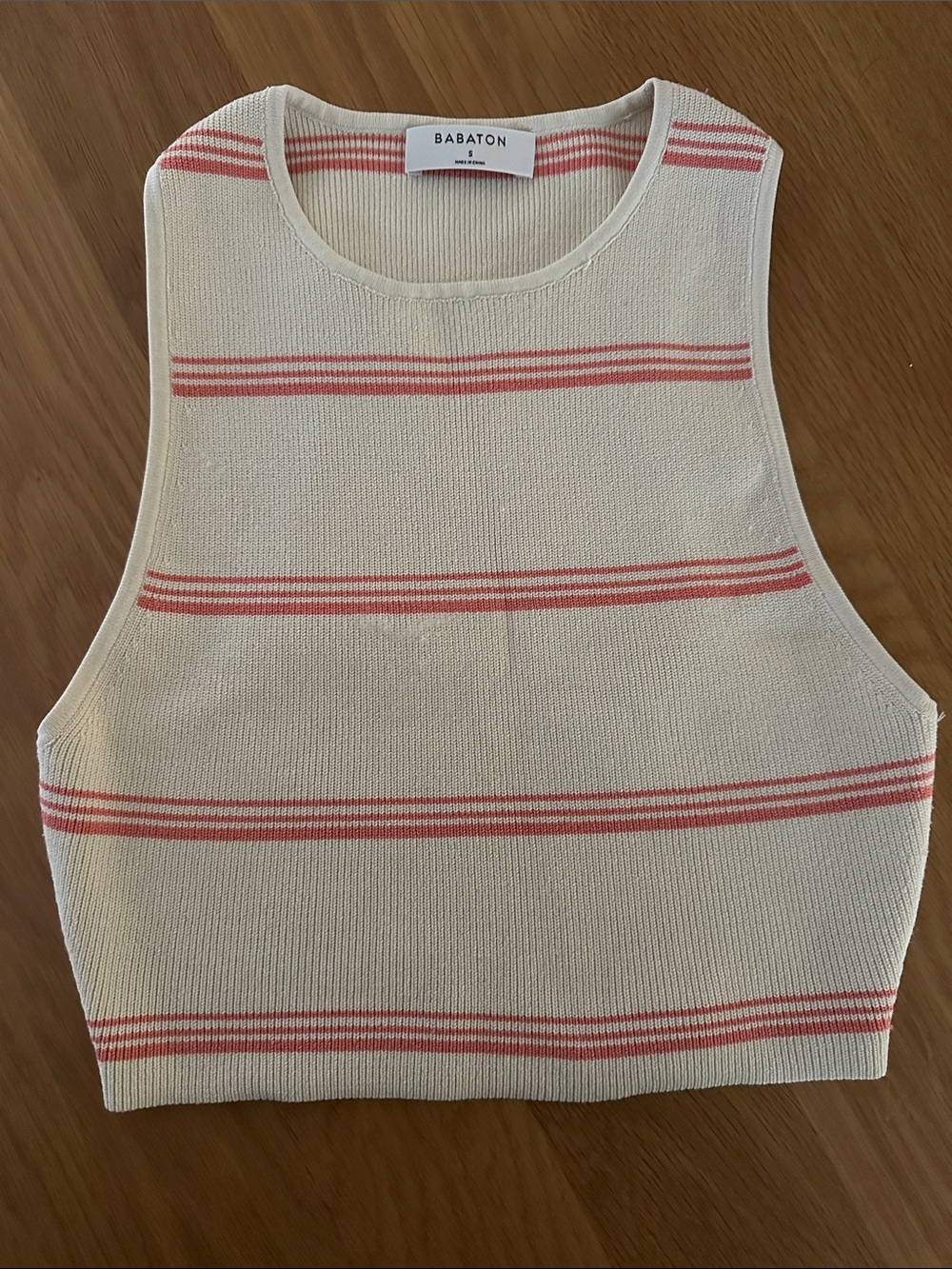 Babaton Sculpt Knit Tank Top with Pink Stripes
